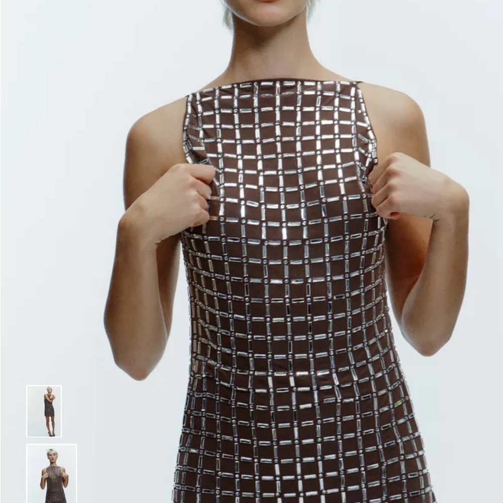 Zara Brown and Silver Mini Dress